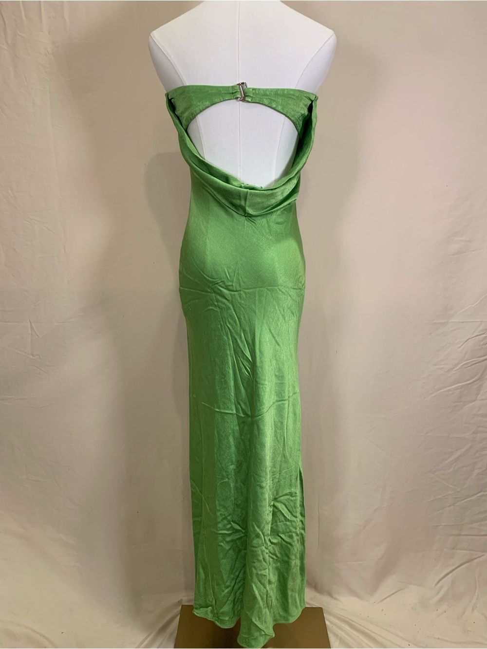 Bec + Bridge Green Strapless Satin Maxi Dress